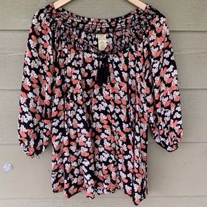 Floral Boho Tasseled Shirt- Women- 16W